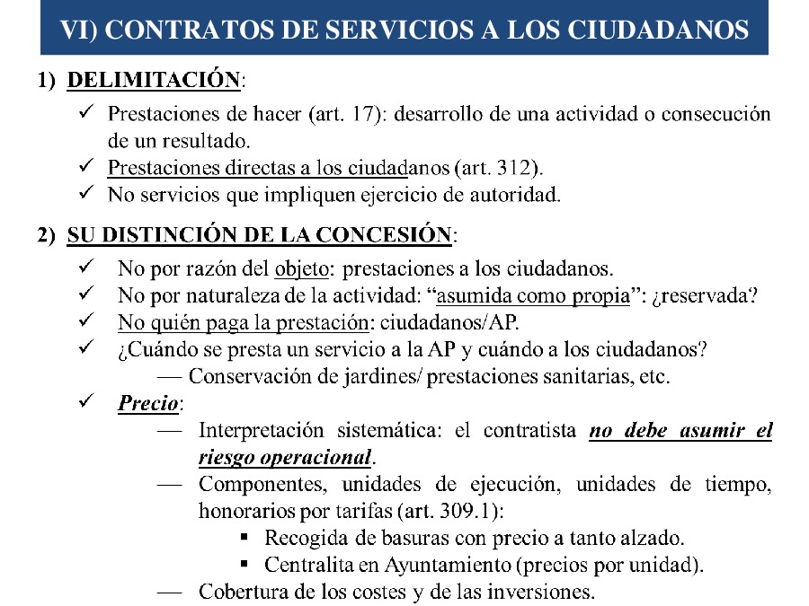 Contrato de concesión de servizos e contrato de prestación de servizos aos cidadáns